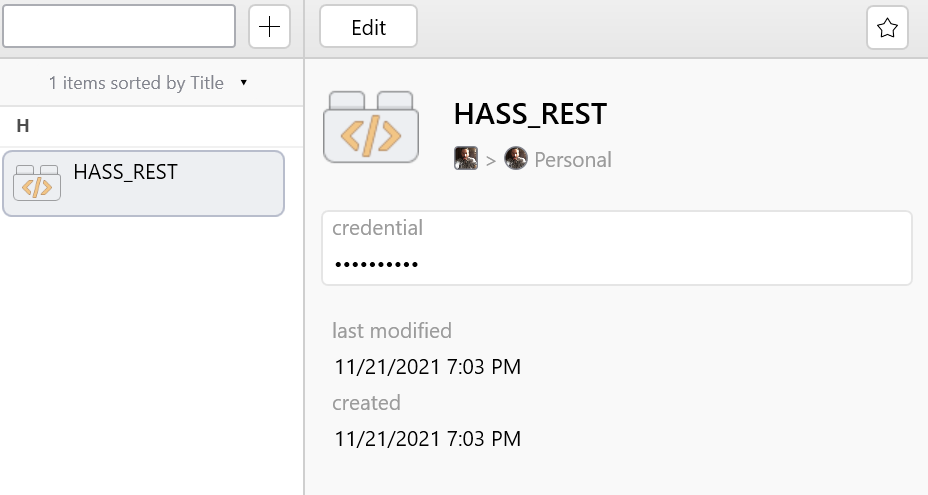 1Password API Credential